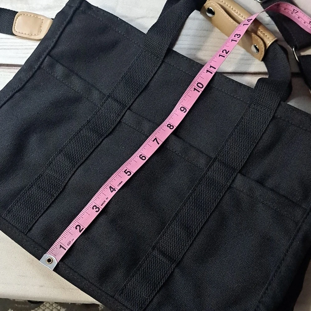 Stylish Black Canvas and Tan Accents Tote Bag